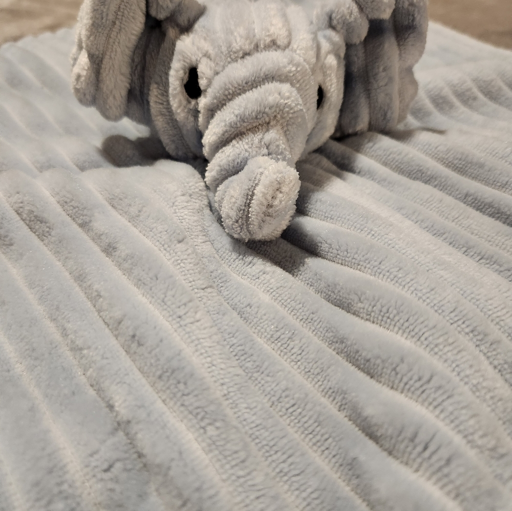 Baby soft blue elephant chenile lovey.